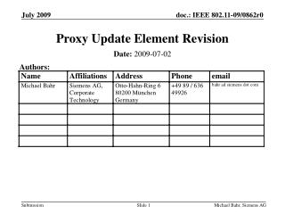 Proxy Update Element Revision