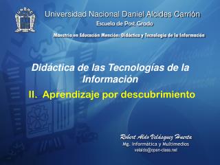 Didáctica de las Tecnologías de la Información II. Aprendizaje por descubrimiento