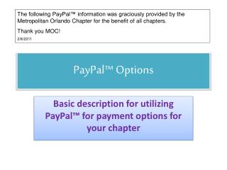 PayPal™ Options