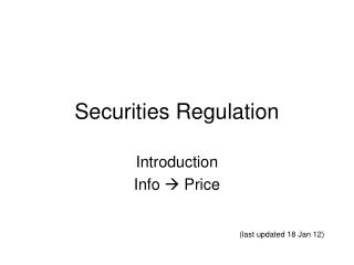 Securities Regulation