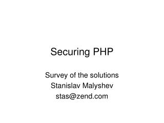Securing PHP