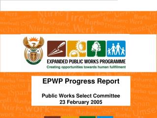 EPWP Progress Report Public Works Select Committee 23 February 2005