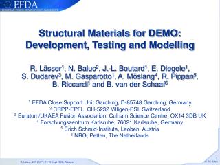 Structural Materials for DEMO: Development, Testing and Modelling