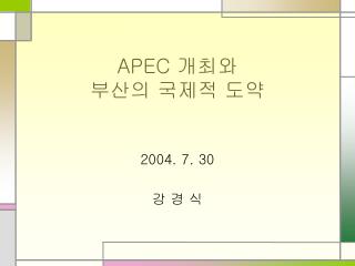 APEC 개최와 부산의 국제적 도약
