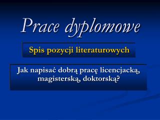 Prace dyplomowe