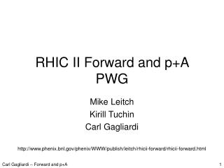 RHIC II Forward and p+A PWG