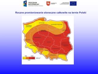 Roczne promieniowanie słoneczne całkowite na ternie Polski