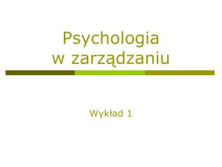 Psychologia w zarządzaniu