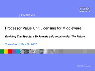 Processor Value Unit Licensing for Middleware