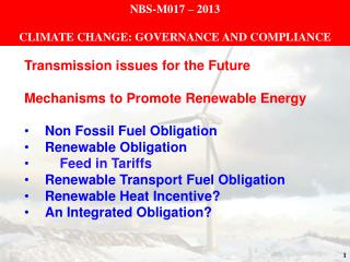 NBS-M017 – 2013 CLIMATE CHANGE: GOVERNANCE AND COMPLIANCE