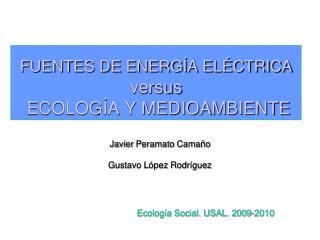 FUENTES DE ENERGÍA ELÉCTRICA versus ECOLOGÍA Y MEDIOAMBIENTE
