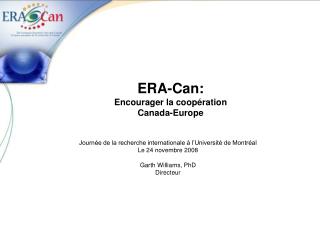 ERA-Can: Encourager la coopération Canada-Europe