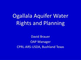 Ogallala Aquifer Water Rights and Planning