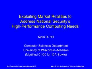 Exploiting Market Realities to Address National Security’s High-Performance Computing Needs