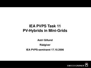 IEA PVPS Task 11 PV-Hybrids in Mini-Grids