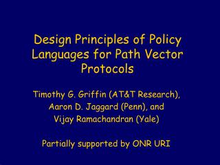 Design Principles of Policy Languages for Path Vector Protocols