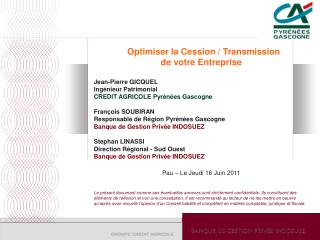 Optimiser la Cession / Transmission de votre Entreprise Jean-Pierre GICQUEL