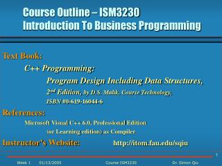 Course Outline – ISM3230 Introduction To Business Programming