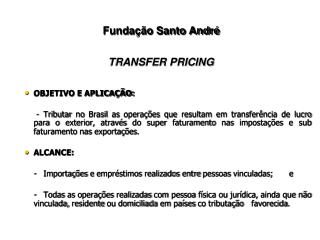 Fundação Santo André TRANSFER PRICING