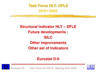 Task Force HLY- DFLE 25/01/2005 Structural indicator HLY – DFLE Future developments : SILC