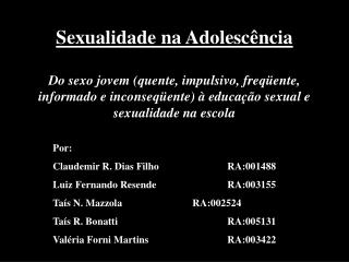 Sexualidade na Adolescência