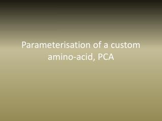 Parameterisation of a custom amino-acid, PCA