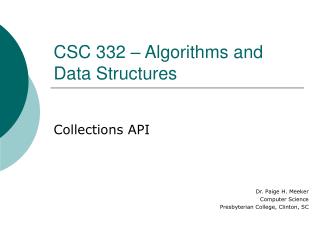 CSC 332 – Algorithms and Data Structures