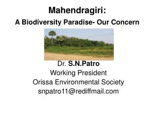 Mahendragiri: A Biodiversity Paradise- Our Concern