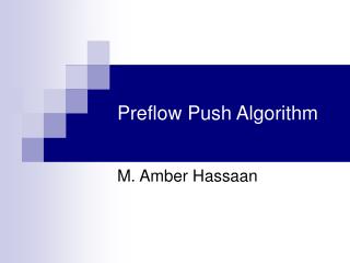 Preflow Push Algorithm