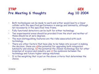 ITRP							GEK Pre Meeting 6 thoughts			Aug 10 2004