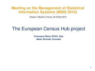 Meeting on the Management of Statistical Information Systems (MSIS 2010)