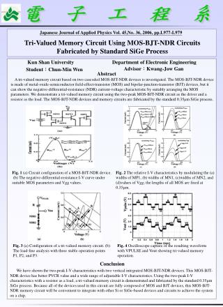 Tri-Valued Memory Circuit Using MOS-BJT-NDR Circuits Fabricated by Standard SiGe Process