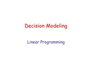 Decision Modeling