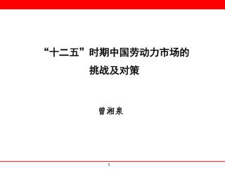 “十二五”时期中国劳动力市场的 挑战及对策