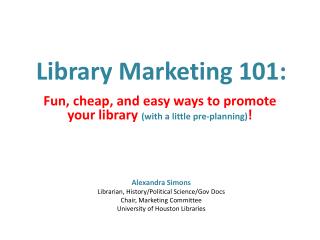 Library Marketing 101: