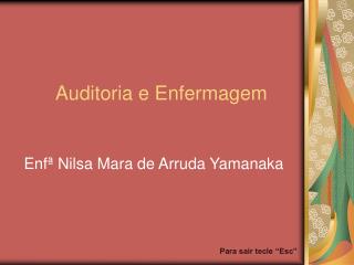 Auditoria e Enfermagem