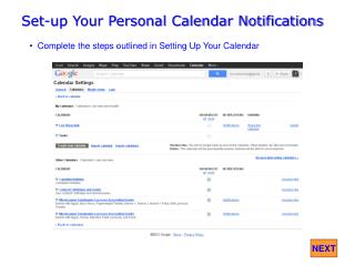 Set-up Your Personal Calendar Notifications