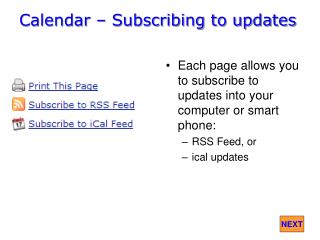 Calendar – Subscribing to updates