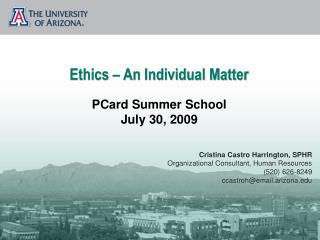 Ethics – An Individual Matter