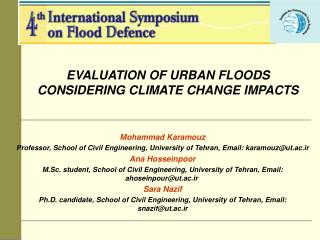 EVALUATION OF URBAN FLOODS CONSIDERING CLIMATE CHANGE IMPACTS
