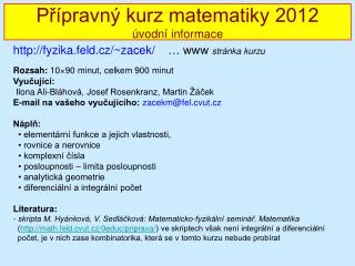 MF seminář 2010/2011 - úvod