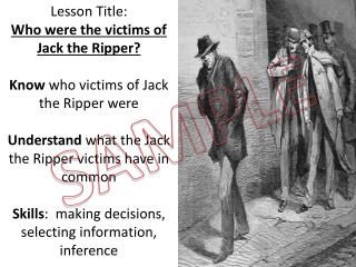 Lesson Title: Who were the victims of Jack the Ripper? Know who victims of Jack the Ripper were