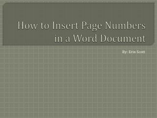 How to Insert Page Numbers in a Word Document
