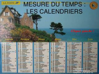 MESURE DU TEMPS : LES CALENDRIERS