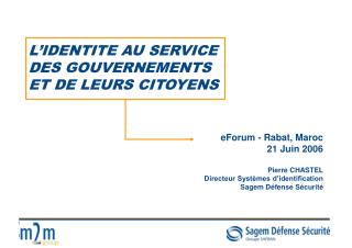 L’IDENTITE AU SERVICE DES GOUVERNEMENTS ET DE LEURS CITOYENS