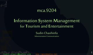 mca.9204 I nformation S ystem M anagement for T ourism and E ntertainment