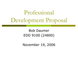 Professional Development Proposal