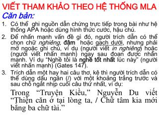 VIẾT THAM KHẢO THEO HỆ THỐNG MLA