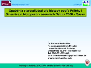 Dr. Bernard Hachmöller Regierungspräsidium Dresden Umweltfachbereich Radebeul