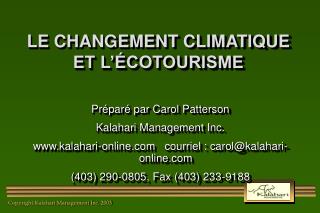 LE CHANGEMENT CLIMATIQUE ET L’ÉCOTOURISME